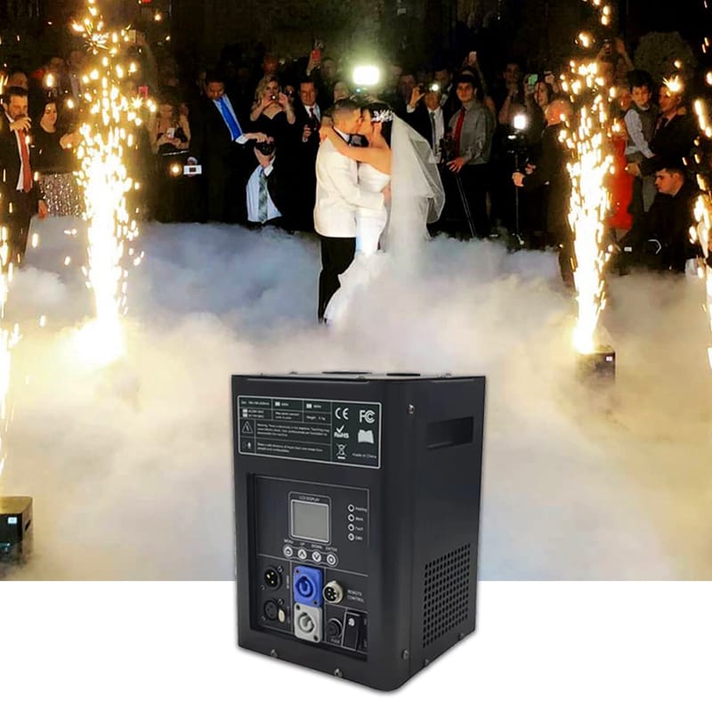 Cold Spark Machine creating a stunning atmosphere at a wedding with sparkling effects.